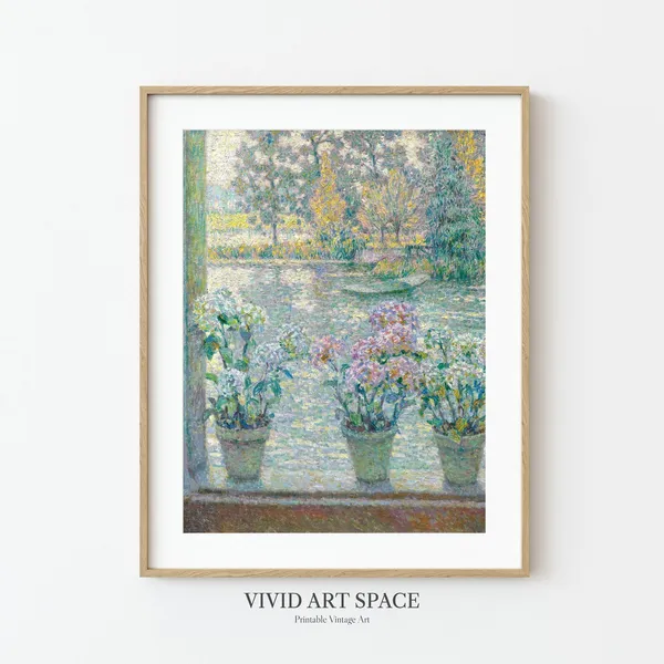 Blooming Hydrangeas Vintage French Landscape Art Print