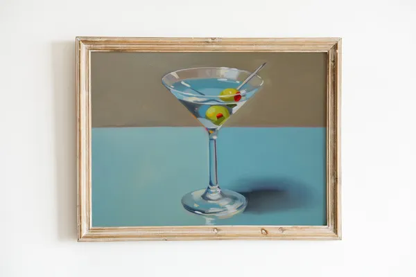 Martini Print Art For Bar Cart, Retro Apartment Decor