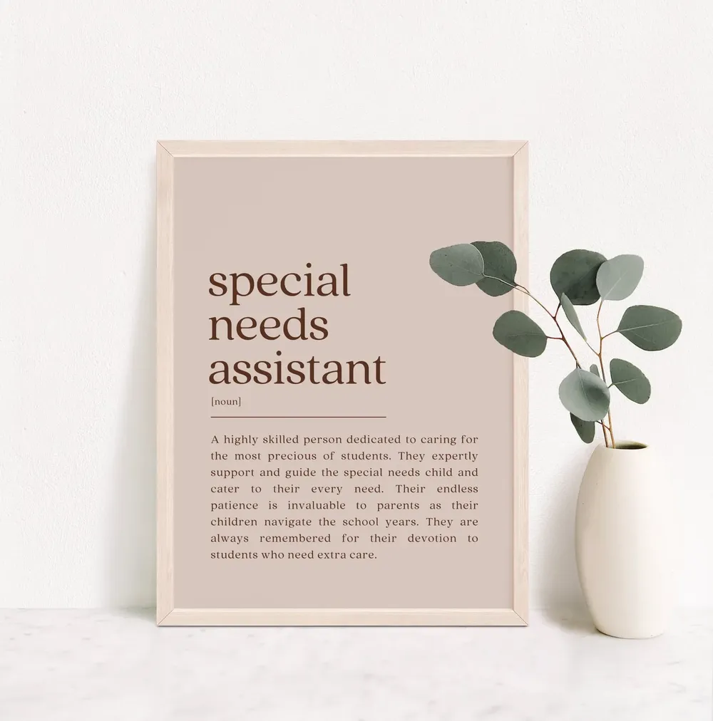Special Needs Assistant Definition Art Print, Thank You
