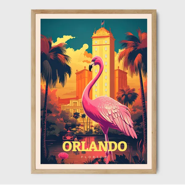 Orlando Travel Poster, Florida City Illustration
