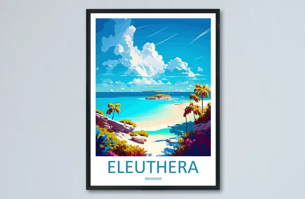 Eleuthera Travel Poster, Caribbean Wall Decor