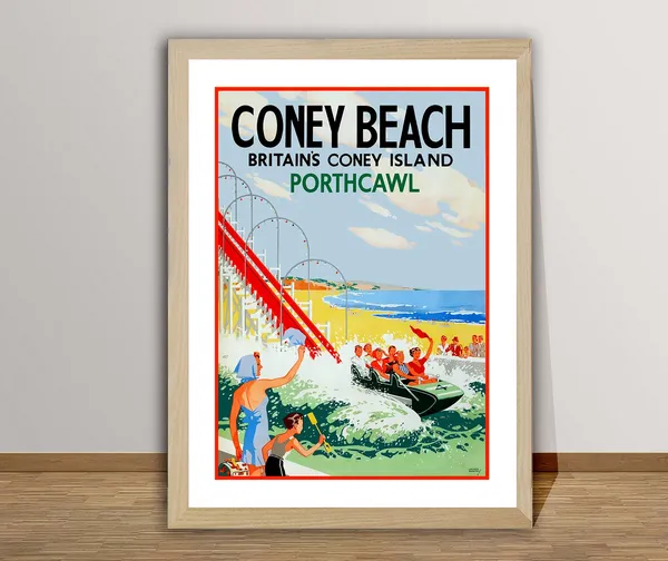 Coney Beach, Porthcawl Vintage Travel Poster