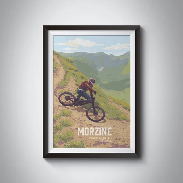 Morzine Mountain Biking Poster, French Alps Travel Poster