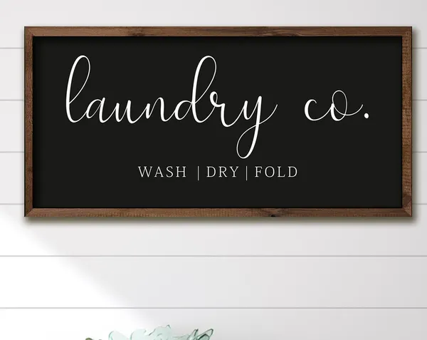 Laundry Co Wooden Sign, Minimalist Farmhouse Decor