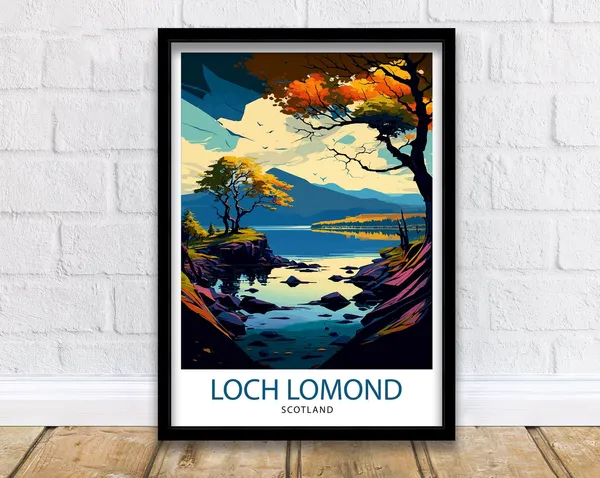 Loch Lomond Travel Poster, Scotland Illustration