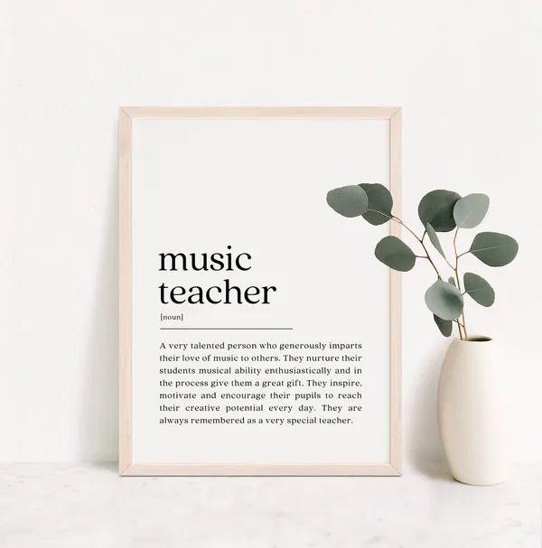 Music Teacher Definition Print, Teacher Appreciation