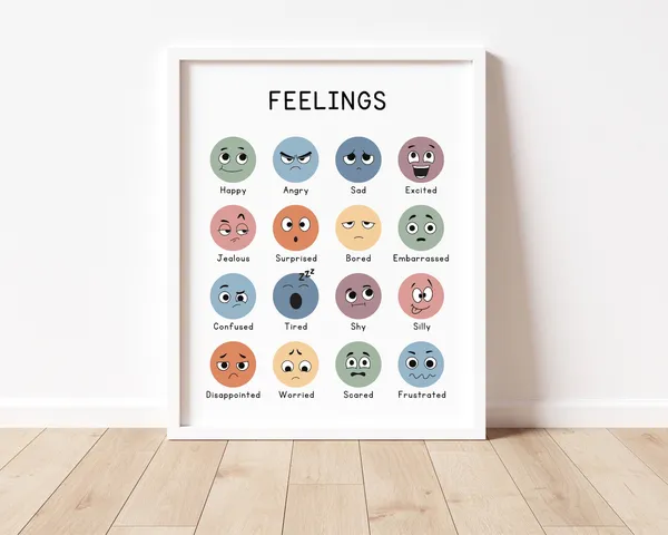 Feelings Chart Mood Poster, Nursery Emotions Wall Art