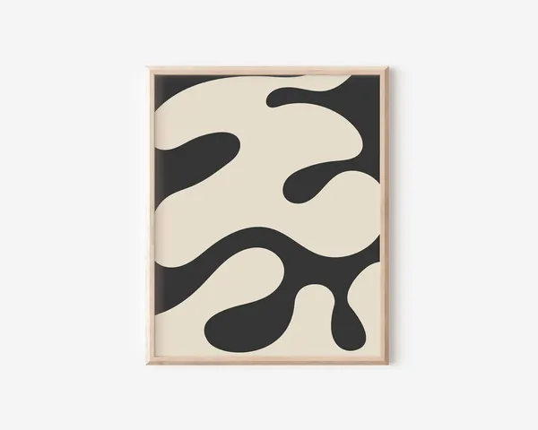 Japandi Beige And Black Modern Abstract Art Print