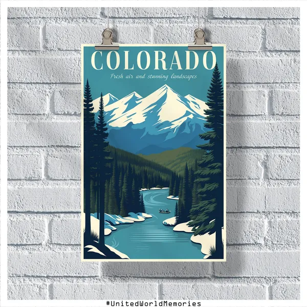 Colorado Vintage Travel Poster, Retro State Poster