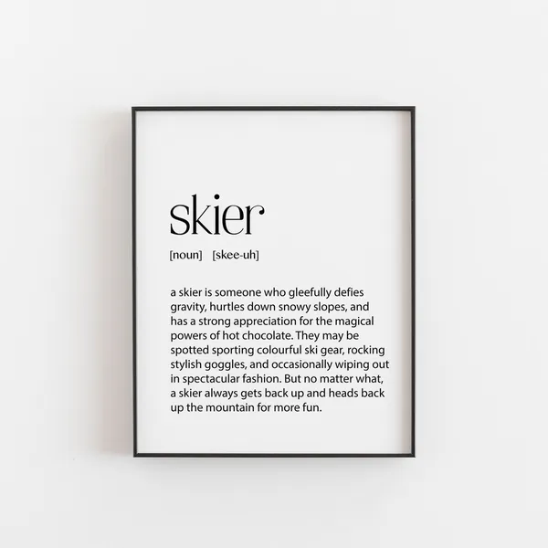 Definition Of A Skier Art Print, Modern Ski Decor