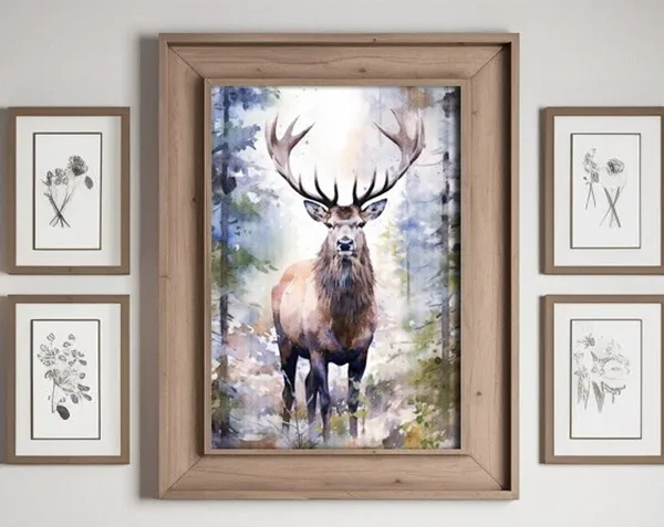 Elk Watercolor Art Print, Wildlife Wall Decor