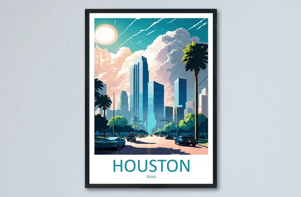 Houston Travel Poster, Texas Place Print