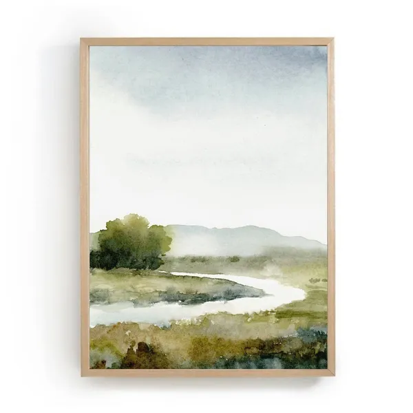 Abstract Landscape Painting Art Print, Minimalist Watercolor