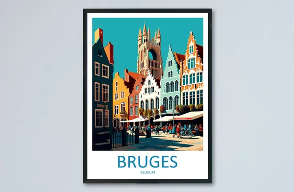 Bruges Travel Poster, Belgium Wall Decor