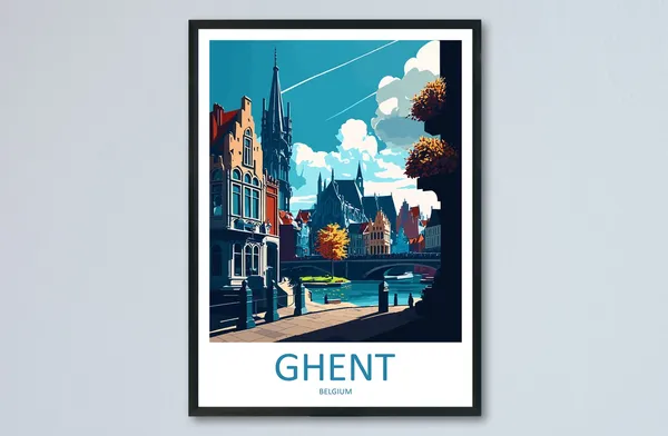 Ghent Travel Poster, Belgium Wall Decor