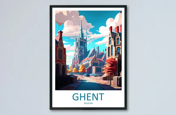 Ghent Travel Poster, Belgium Wall Art Print