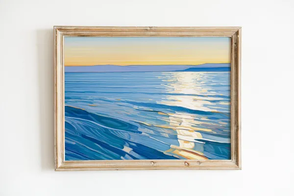 Abstract Sunrise Retro Coastal Ocean Art Print