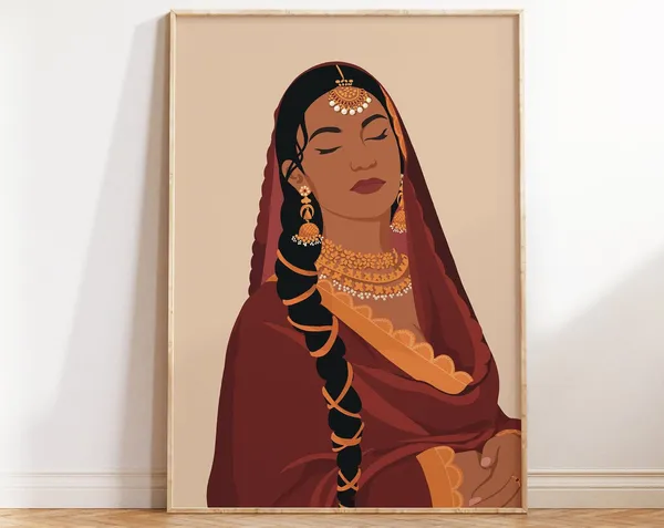 Punjabi Woman in Suit, Modern South Asian Art Print