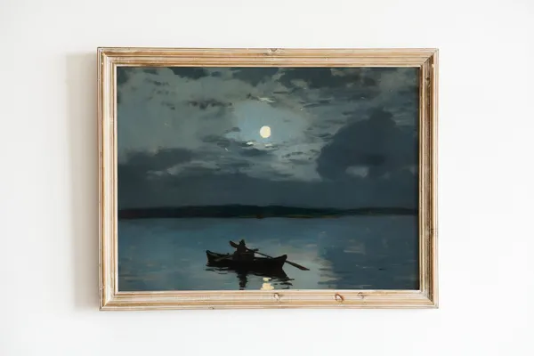 Night Sky Full Moon Vintage Goth Art Print