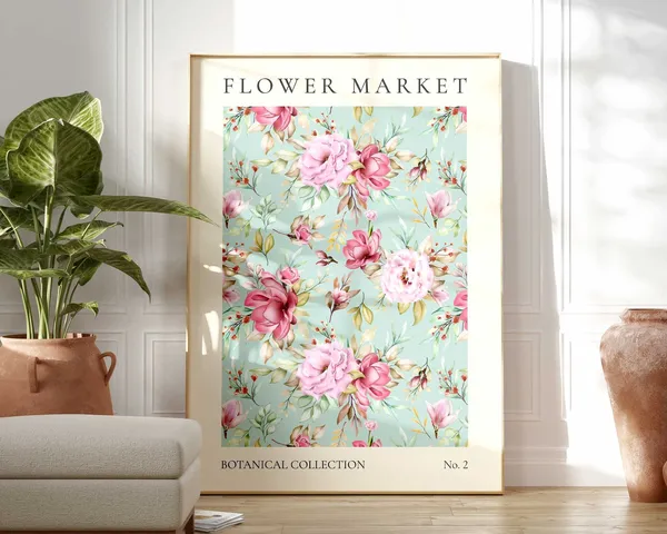Flower Market Print, Boho Modern Floral Poster