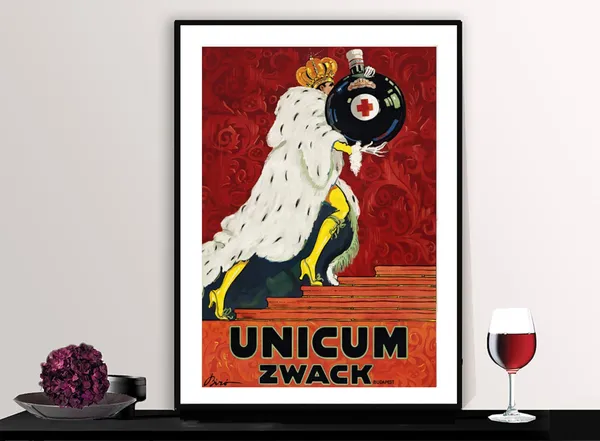Unicum Zwack Vintage Beverage Poster, Bar Decor