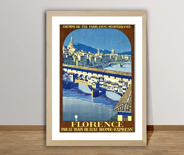 Florence Italy Vintage Travel Poster, Retro Art Print