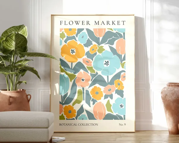 Flower Market Print, Boho Floral Wall Art