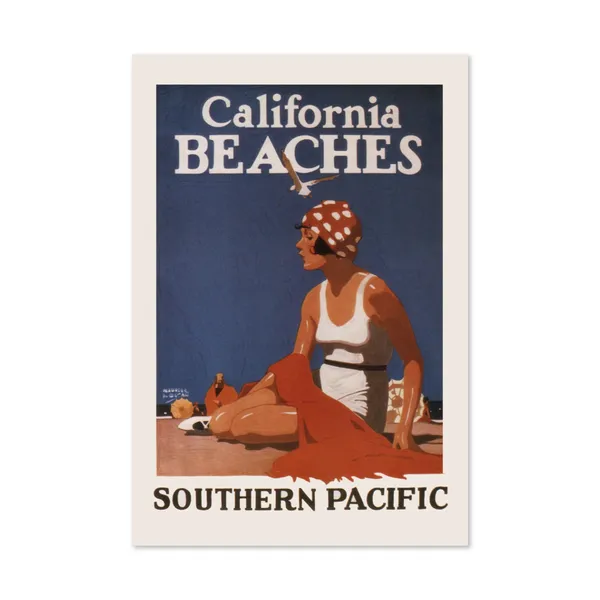 1920s California Beaches Vintage Travel Poster Art Print