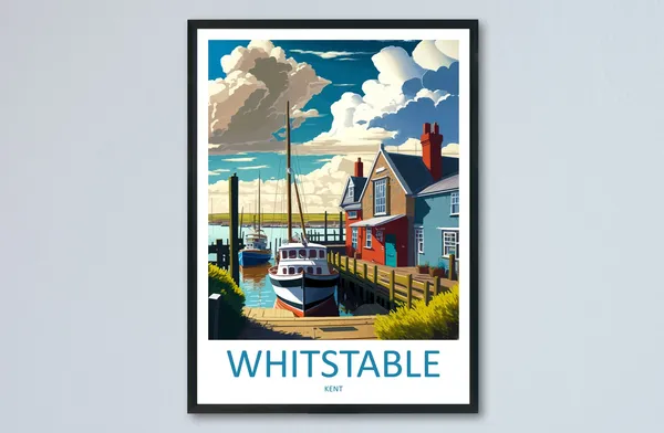 Whitstable Harbour Travel Poster, England Wall Art