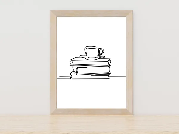 Book Line Art, Bookish Kitchen Wall Art Print