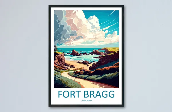 Fort Bragg Travel Poster, California Place Art
