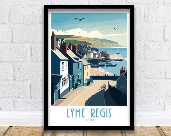 Lyme Regis Travel Poster, Dorset Wall Art Print