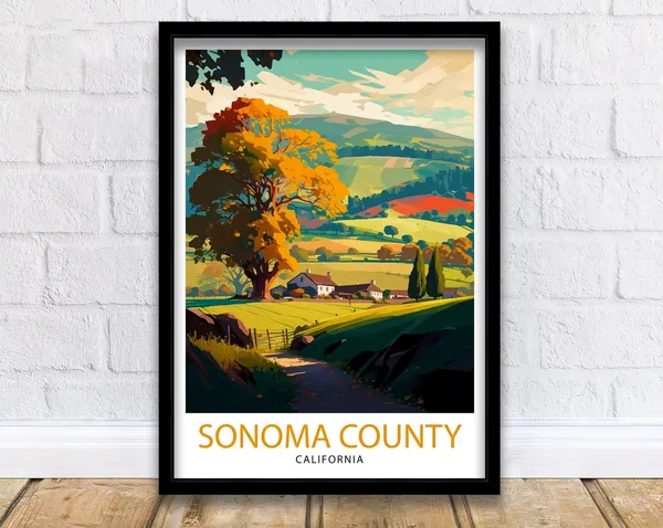 Sonoma California Travel Poster, Sonoma Valley Wall Art