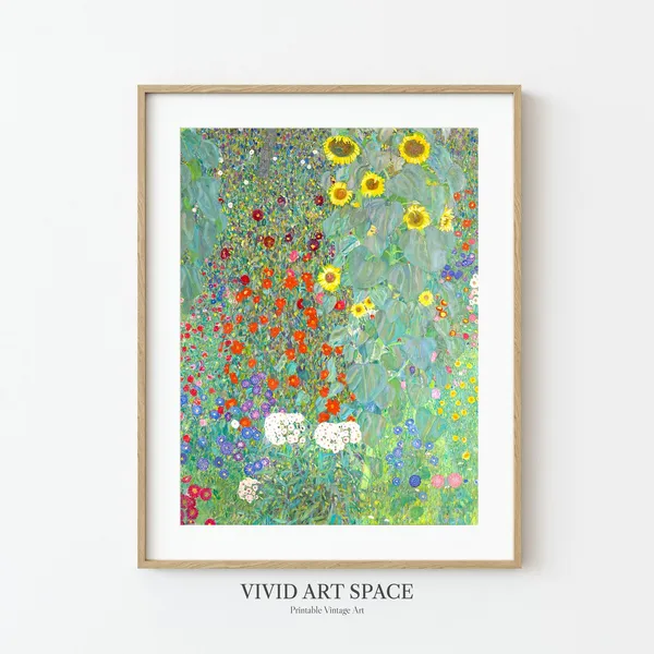 Gustav Klimt Farm Garden With Sunflowers, Art Nouveau