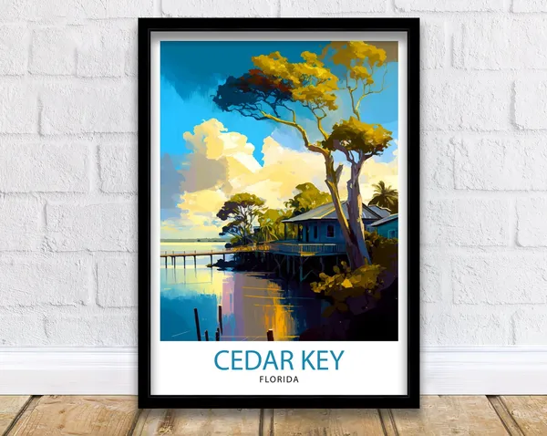 Cedar Key Florida Vintage Travel Poster Print