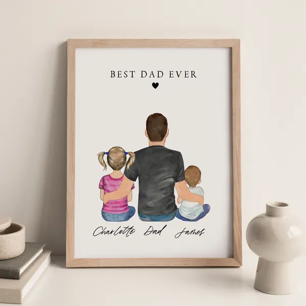 Personalized Dad and Toddler Portrait Art Print