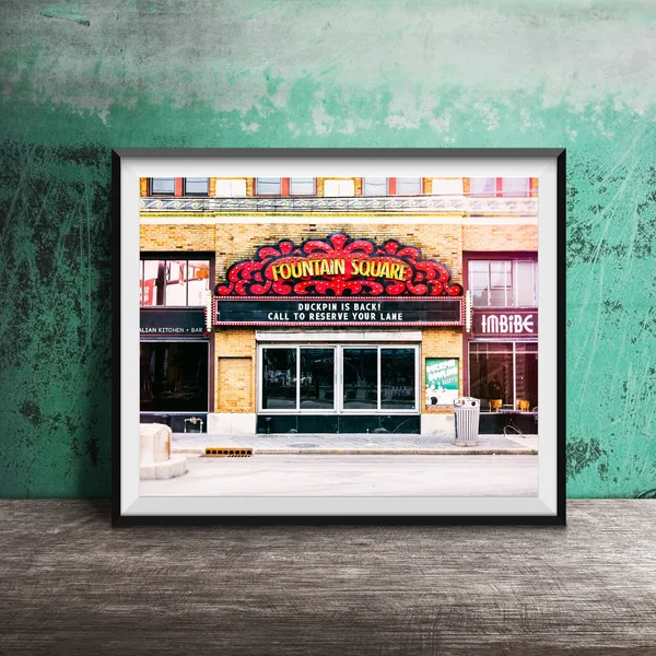 Fountain Square Indianapolis Neon Sign Art Print