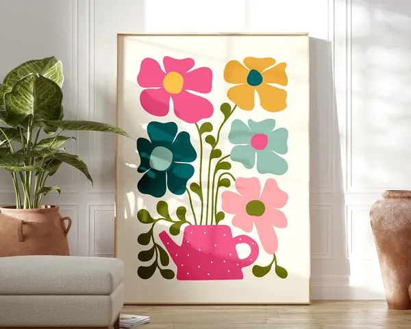 Scandinavian Flowers Art Print, Modern Botanical Decor