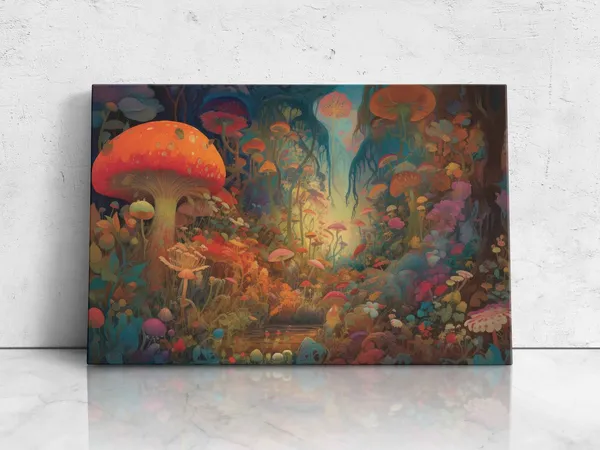 Trippy Mushroom Forest Psychedelic Wall Art Print