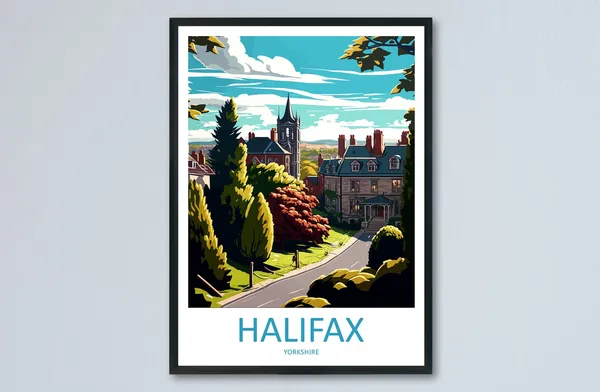 Halifax Travel Poster, England City Wall Art