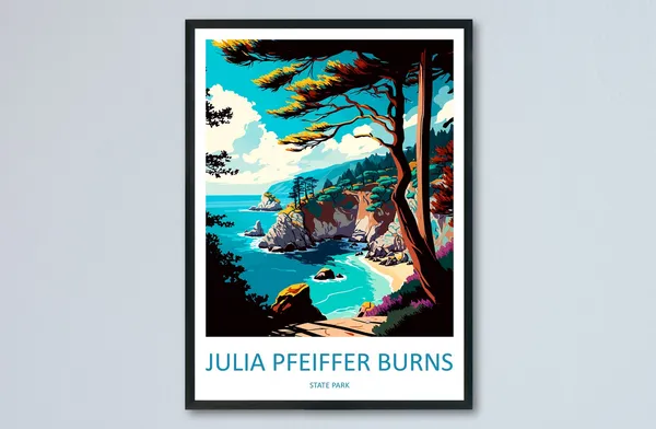 Julia Pfeiffer Burns State Park Travel Poster, California