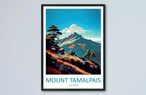 Mount Tamalpais Travel Poster, California Landscape