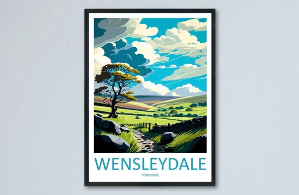 Wensleydale Travel Poster, England Place Art