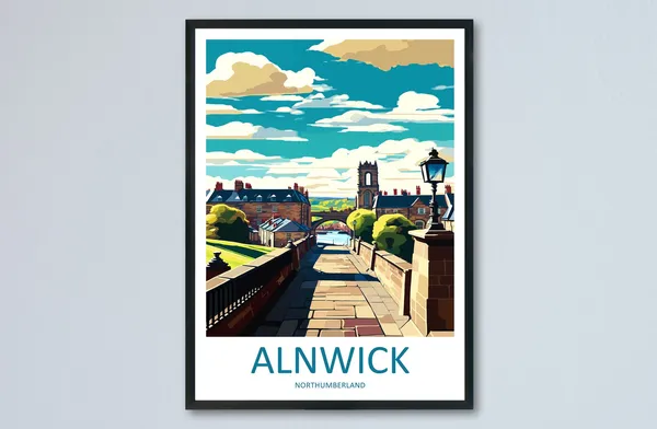 Alnwick Travel Poster, England Wall Art Print