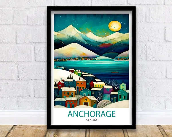 Anchorage Alaska Travel Poster, Wall Decor Art Print