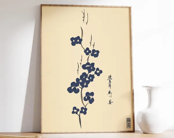 Japanese Floral Art Print, Vintage Asian Decor