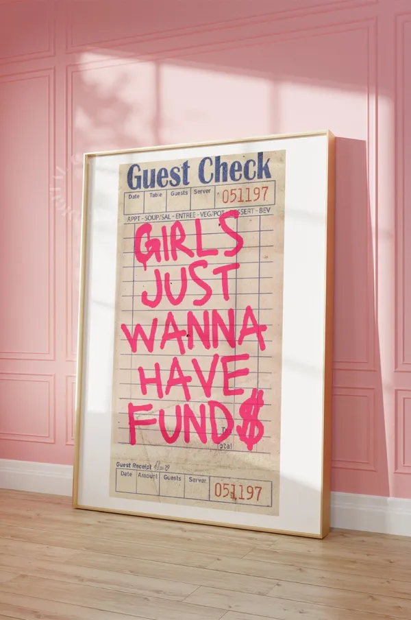 Guest Check Retro Preppy Bar Cart Art Print