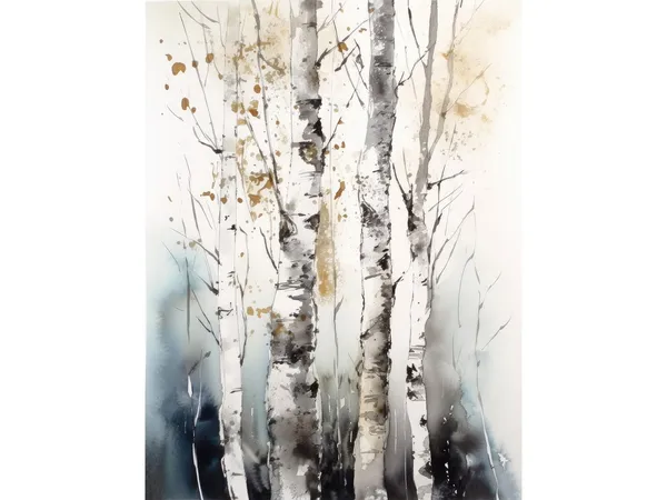 Birch Trees Watercolor Aspen Landscape Art Print