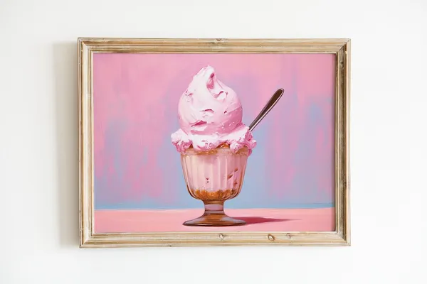 Girly Kitchen Pink Ice Cream, 1950s Retro Art Print