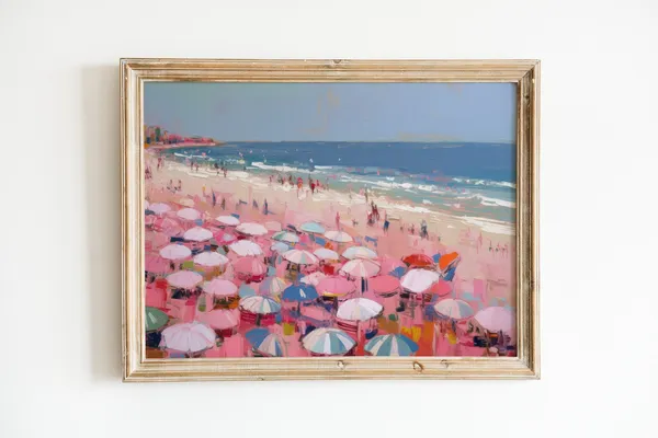 Vintage Beach Abstract Coastal Painting Art Print